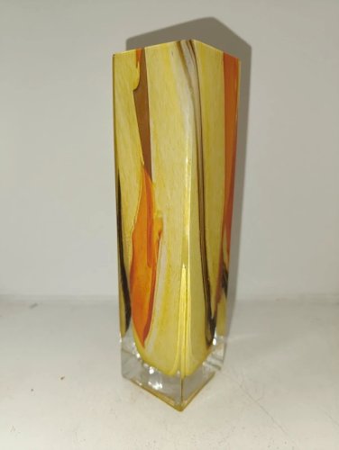 vase en verre multicouleur teinte style marbre en bon etat