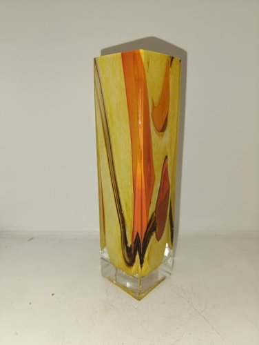 vase en verre multicouleur teinte style marbre en bon etat