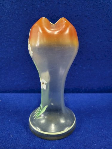 VASE EN VERRE PEINT EMAILLE DECOR DE NARCISSES