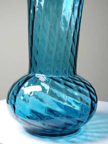 Vase en verre soufflé ancien art nouveau turquoise
