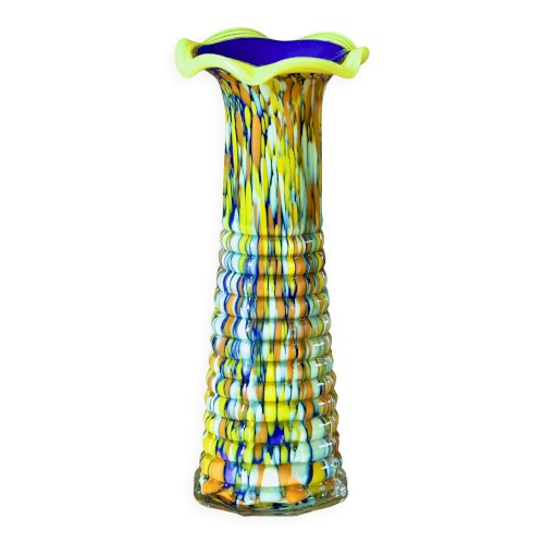 Vase en verre soufflé multicolore de Murano