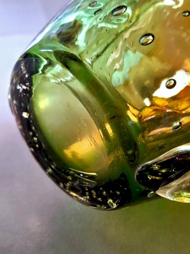 Vase fraise en verre bullé de Murano 1960