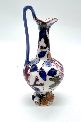 Vase Gien Modèle Pivoine – Faïence Française Peinte Main – 13,5 cm