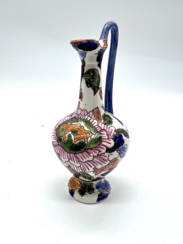 Vase Gien Modèle Pivoine – Faïence Française Peinte Main – 13,5 cm