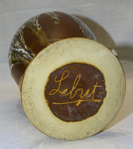 -VASE GRES de PUISAYE A COULURES signé Alfred LEBRET (1871/1955) CIRCA 1940   D