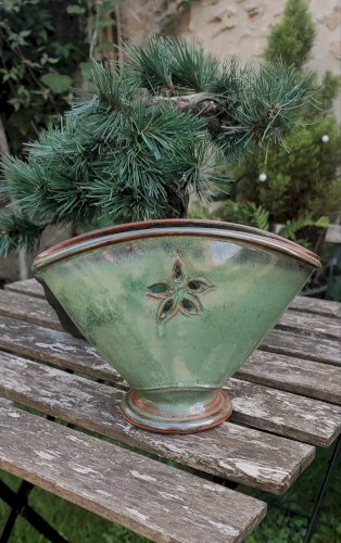 Vase jardinière ajouré en grès émaillé Jean-Pierre Prudhomme