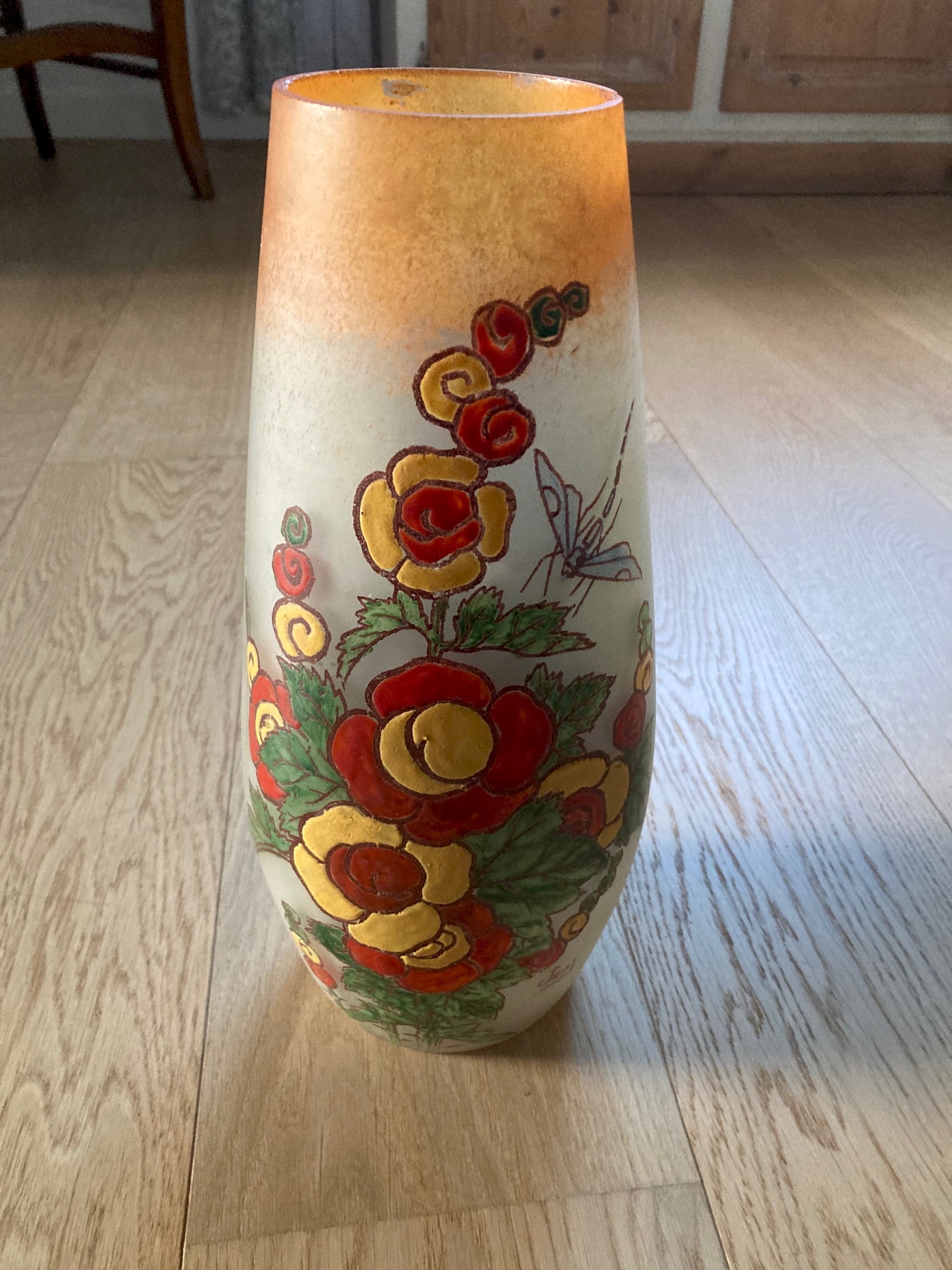 Vase JEM Jaune/Rouge/Vert Verre Floral,Végétal