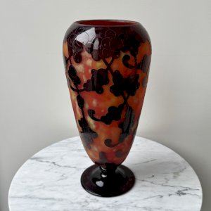 Vase Le Verre Français Charles Schneider décor perlières hauteur 32 cm M3975