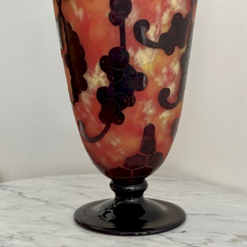 Vase Le Verre Français Charles Schneider décor perlières hauteur 32 cm M3975