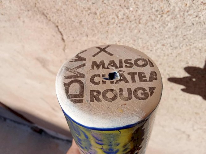 Vase maison château rouge 