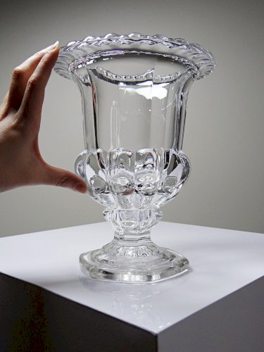 Vase Médicis cristal/verre cristallin moulé incolore vintage