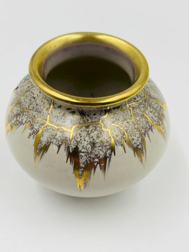 Vase miniature Dümler Breiden Höhr doré modèle représentant vintage