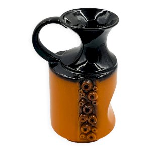 Modernist ceramic vase in orange with cabochon reliefs, 1970s