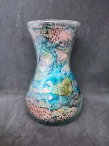 multicolored vase unique piece in glass signed Laque Line in good condition