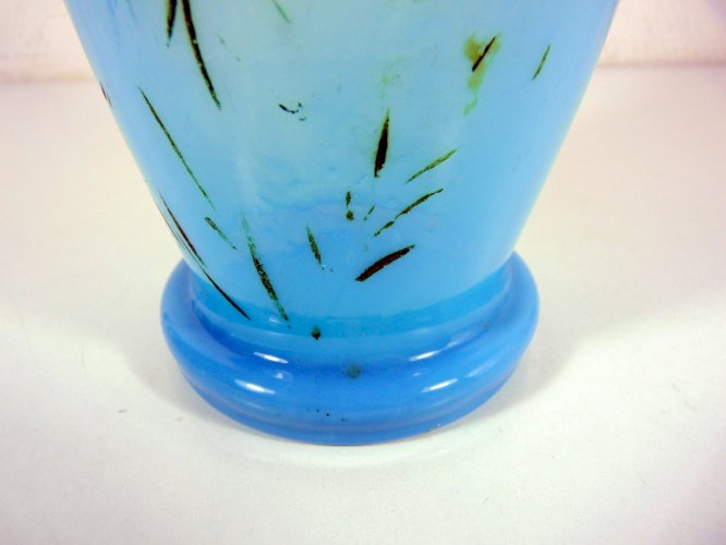 Vase opaline de foire Portieux Vallery Stahl XIX° décor fait main fleurs or fin