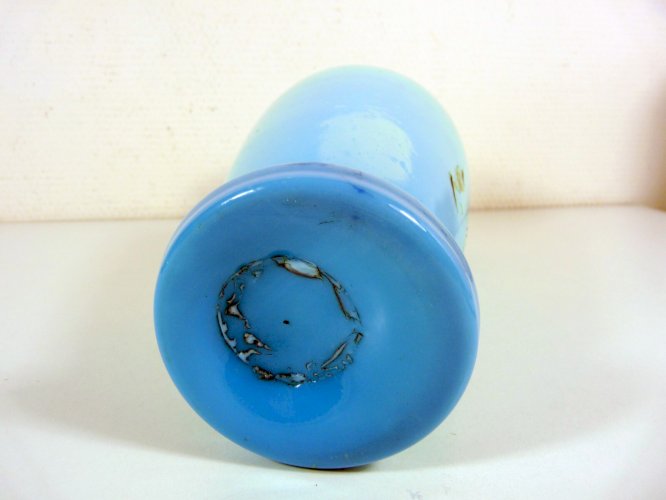Vase opaline de foire Portieux Vallery Stahl XIX° décor fait main fleurs or fin