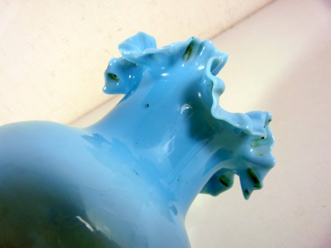 Vase opaline de foire Portieux Vallery Stahl XIX° décor fait main fleurs or fin