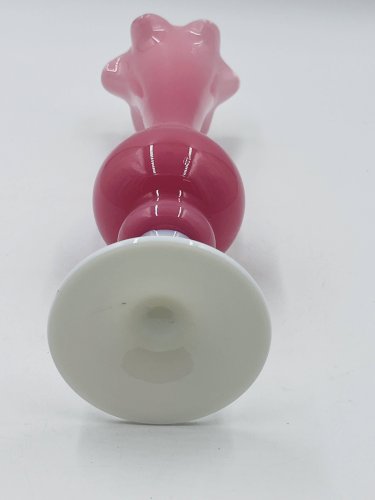 Vase opaline rose et blanc 31 cm