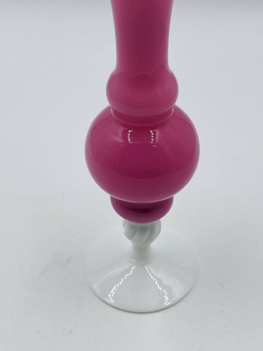 Vase opaline rose et blanc 31 cm