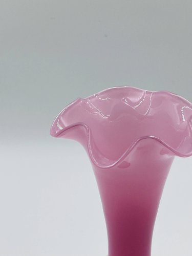 Vase opaline rose et blanc 31 cm