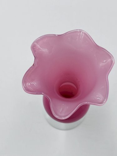 Vase opaline rose et blanc 31 cm