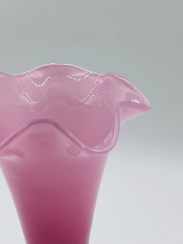 Vase opaline rose et blanc 31 cm