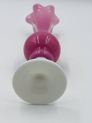 Vase opaline rose et blanc 31 cm