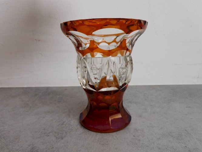 VASE ORANGE EN CRISTAL DE BOHEME N° 3