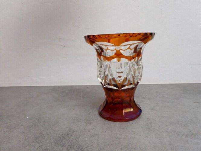 VASE ORANGE EN CRISTAL DE BOHEME N° 3
