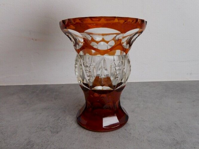 VASE ORANGE EN CRISTAL DE BOHEME N° 3