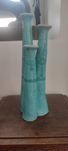 Vase "orgue" soliflore triple en céramique artisanale