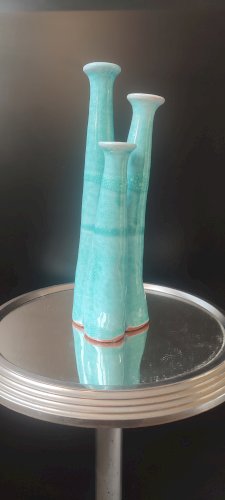 Vase "orgue" soliflore triple en céramique artisanale