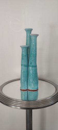 Vase "orgue" soliflore triple en céramique artisanale
