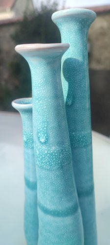 Vase "orgue" soliflore triple en céramique artisanale