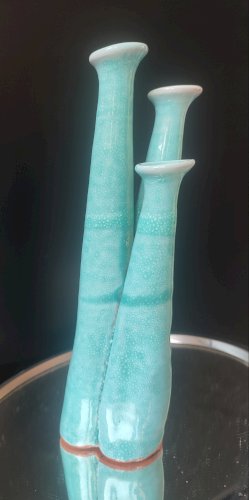 Vase "orgue" soliflore triple en céramique artisanale