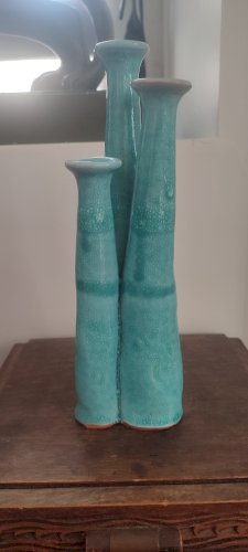 Vase "orgue" soliflore triple en céramique artisanale