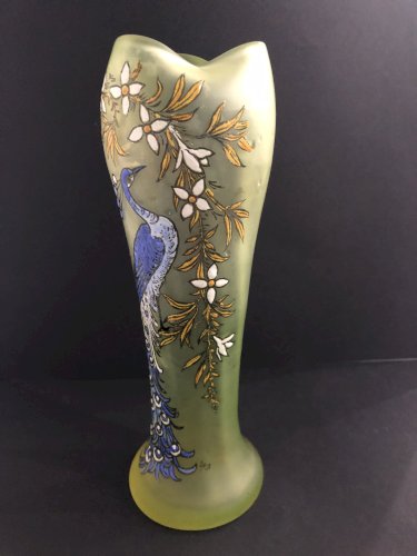 Vase ouraline paon LEGRAS