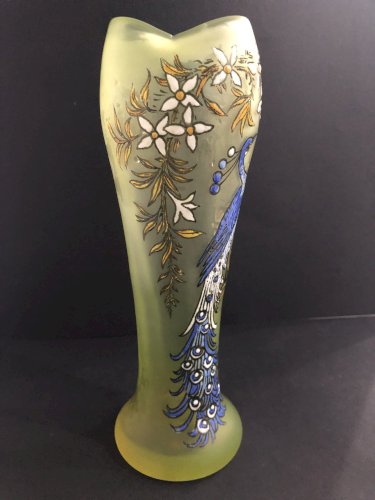 Vase ouraline paon LEGRAS