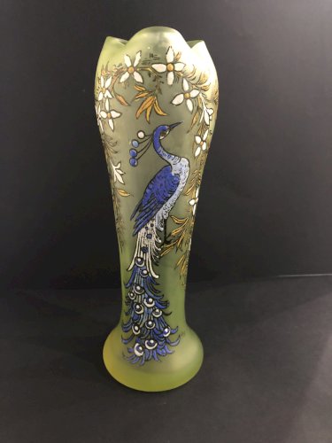 Vase ouraline paon LEGRAS