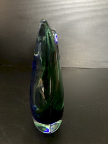 vase pate de verre verre bleu et vert  MURANO ?  verrerie vintage design