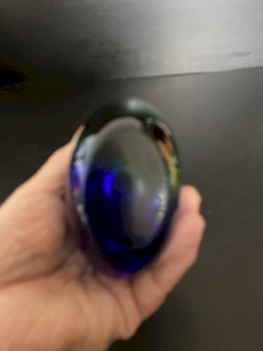 vase pate de verre verre bleu et vert  MURANO ?  verrerie vintage design