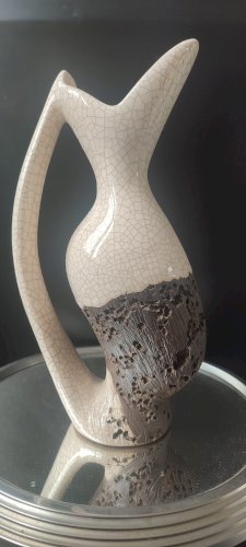 Vase Pichet Forme Libre céramique Raku et Bois vermoulu (1960/70)