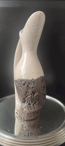 Vase Pichet Forme Libre céramique Raku et Bois vermoulu (1960/70)