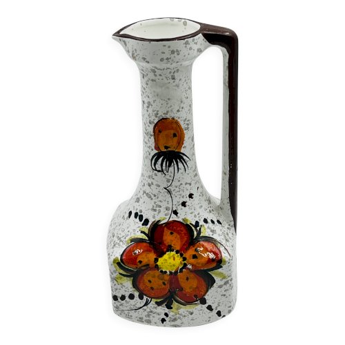 Vase, pichet italien au décor floral, années 70
