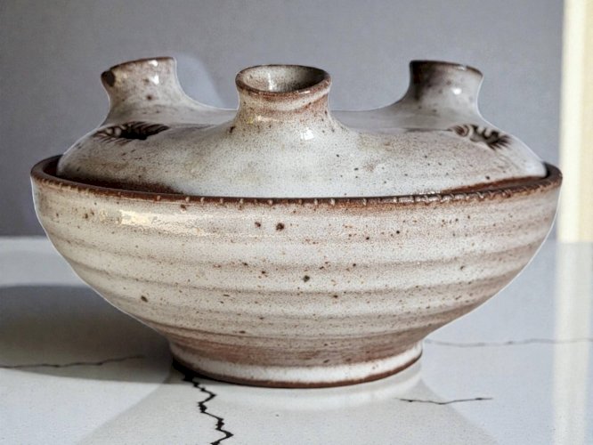 Vase pique fleurs en grès Ratilly / Pierlot / Puisaye