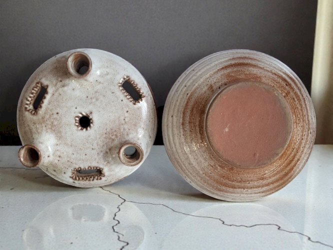 Vase pique fleurs en grès Ratilly / Pierlot / Puisaye