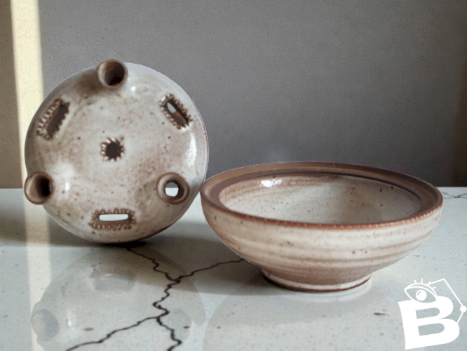 Vase pique fleurs en grès Ratilly / Pierlot / Puisaye