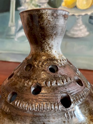 Vase pique fleurs en grès vintage