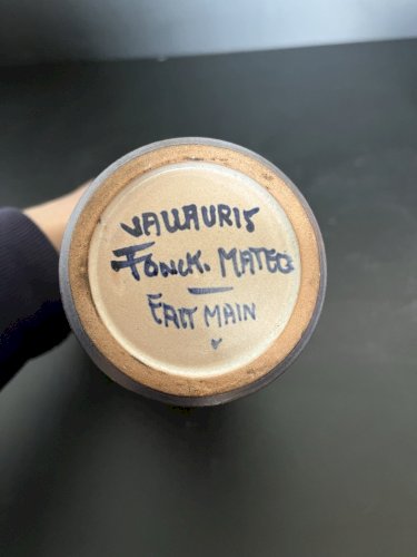 Vase rouleau décor de fleurs signé Fonck et Matéo (Vallauris) Années 60