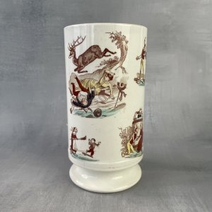 Roller vase or various earthenware pot from Lunéville with humorous decoration "Granville"